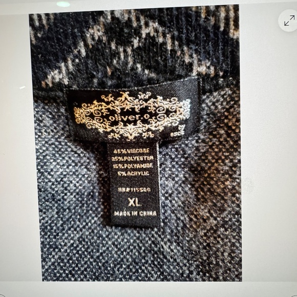 Oliver.O Twill Black, Black,White and Navy Plaid Cardigan Sweater Jacket Size M - Picture 7 of 7